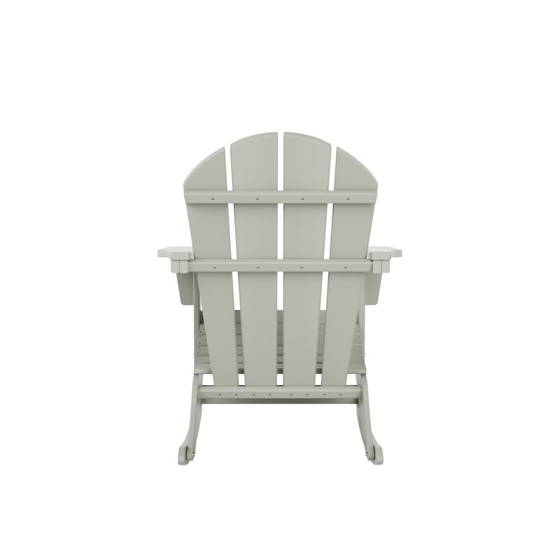 Chaise berçante d'extérieur en plastique avec table d'appoint Vinnie Adirondack, Sable