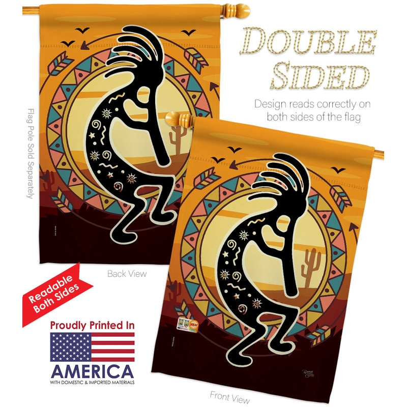 Kokopelli jouant de la flûte maison drapeaux paquet sud-ouest Yard Banner 28 x 40 pouces décoratifs décoratifs pour la maison
