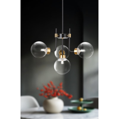 Lustre en verre transparent 4 lumières Bistro