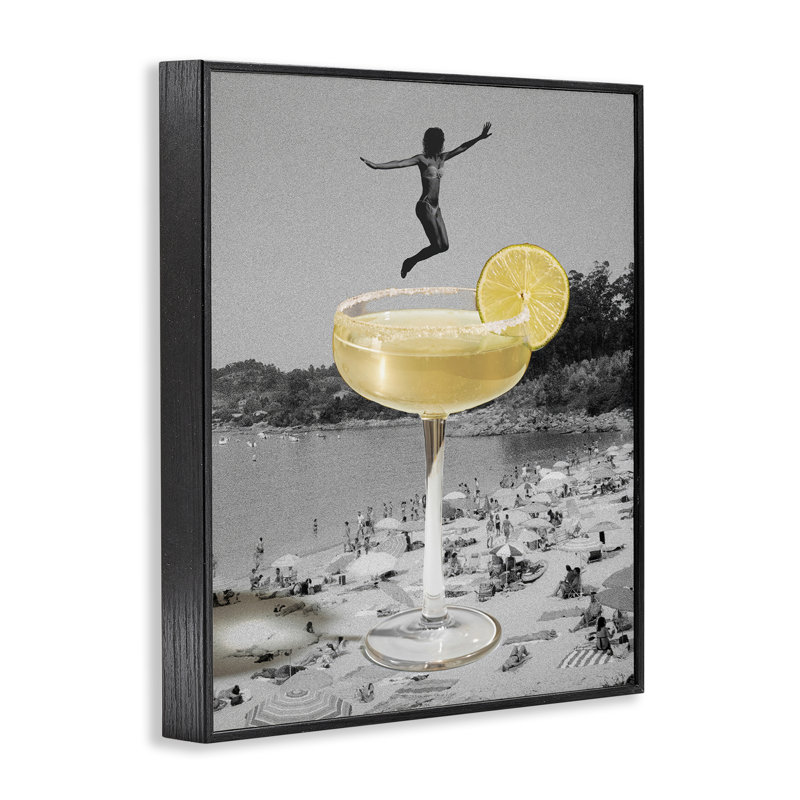 «Natation en cocktail», estampe numérique par Daphne Polselli, H 14 po x l 11 po, Giclée encadrée noir minuit