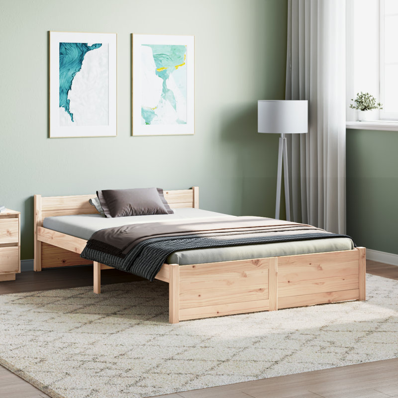 Bed Frame Solid Wood, Brown, King (5')