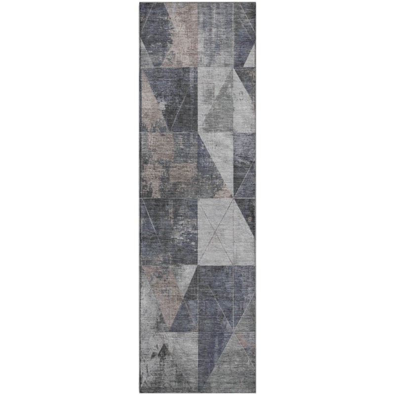 Premium Machine Washable Fairwood AMF1888 Geometric Rug, Runner 2'3" x 7'6"