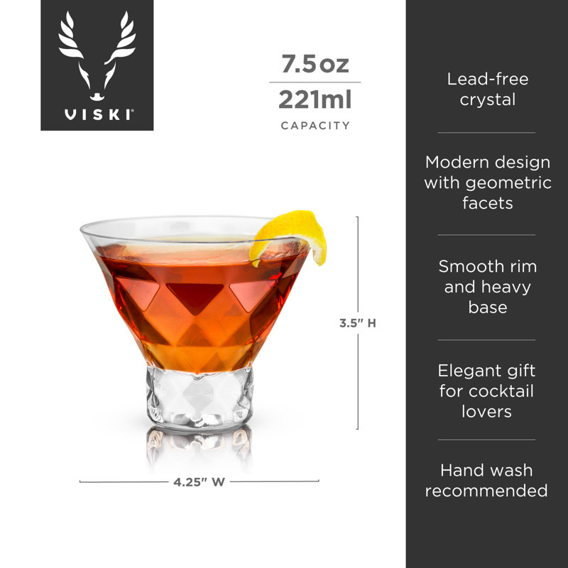 Raye Gem 8 oz. Verre cristal martini