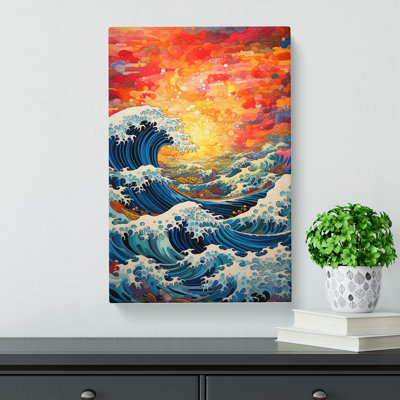 Wave Japanese Orphism Art - Wrapped Canvas