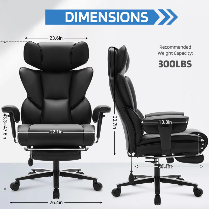 Fauteuil de direction ergonomique avec repose-pieds rétractable