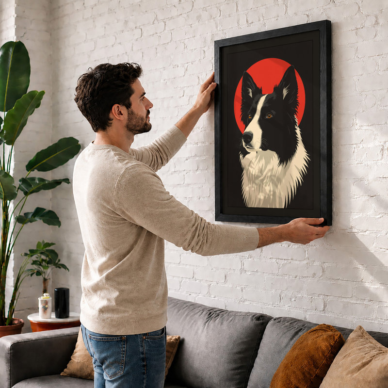 Alert Dog Rising Modern - Framed Print, Unframed, A2 - 59.4 x 42.0 cm