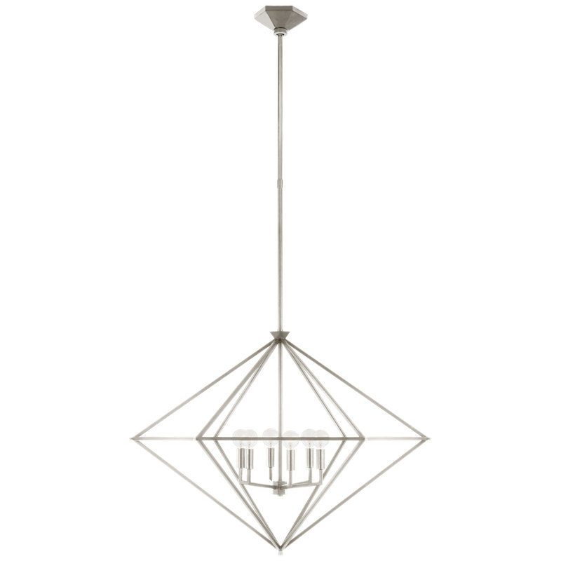 Afton 6 - Light Chandelier, 25" H x 34" W x 34" D, Burnished Silver Leaf
