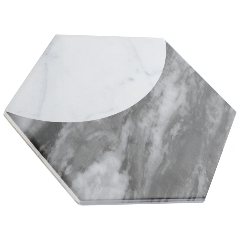 Classico Bardiglio Moon 7" x 8" Porcelain Marble Look Wall & Floor Tile, Carrara