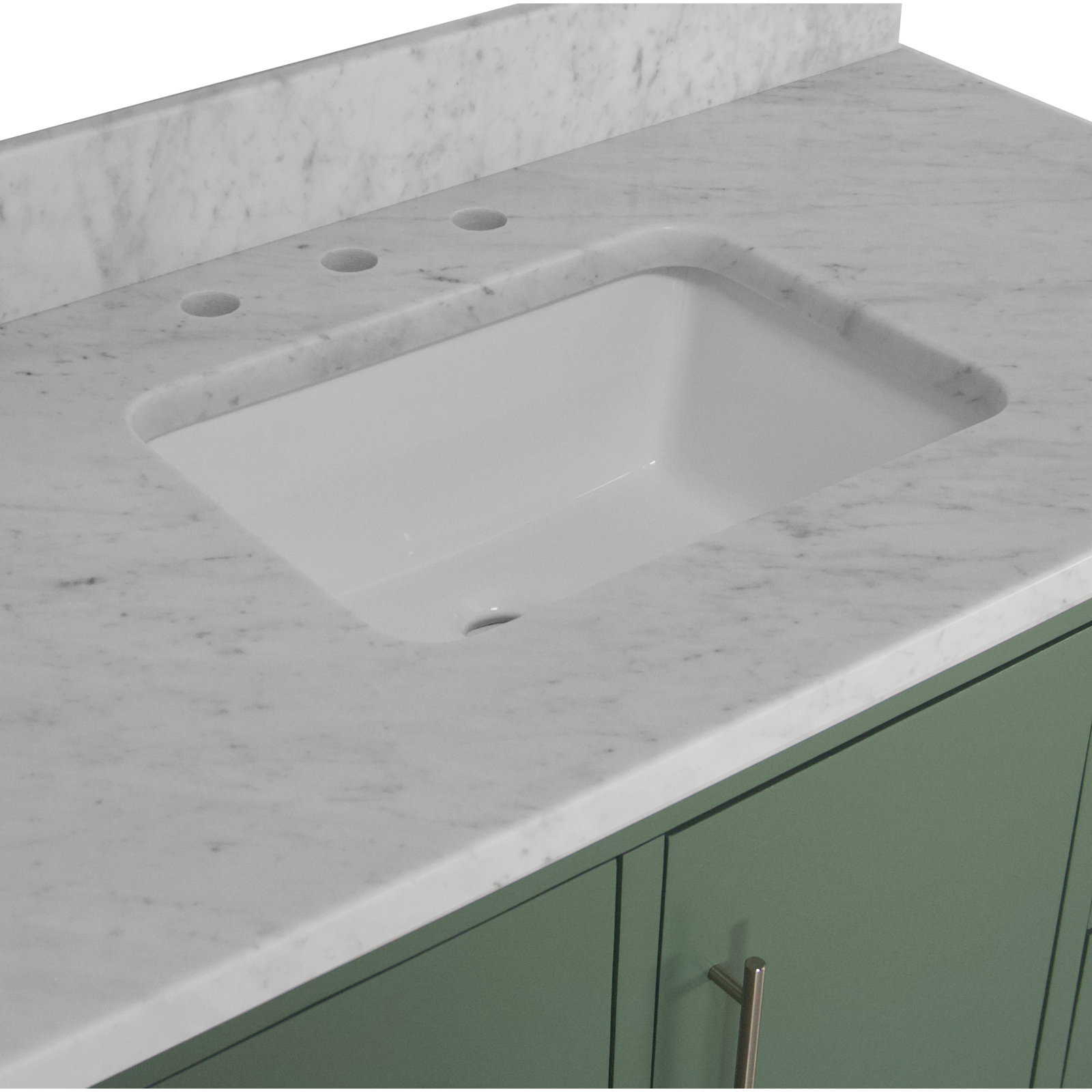 Kiara 42" Carrara Marble Single Bathroom Vanity, Sage Green, Carrara Marble