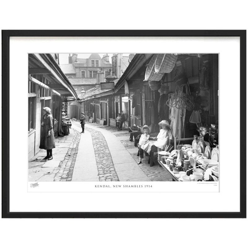 Kendal, New Shambles 1914 by Francis Frith - Single Picture Frame Print, 60cm H x 80cm W x 2.3cm D, Brown/Ivory