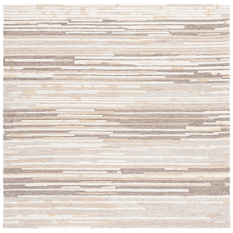 Martha Stewart 300 Hand Tufted Wool/Cotton with Latex Abstract Rug in Brown/Beige, Square 6'