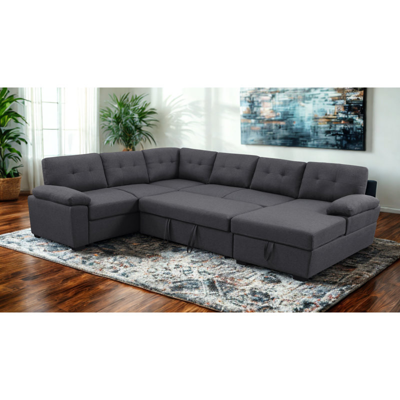 Lit Arusha en tissu Aine avec rangement, Gris foncé