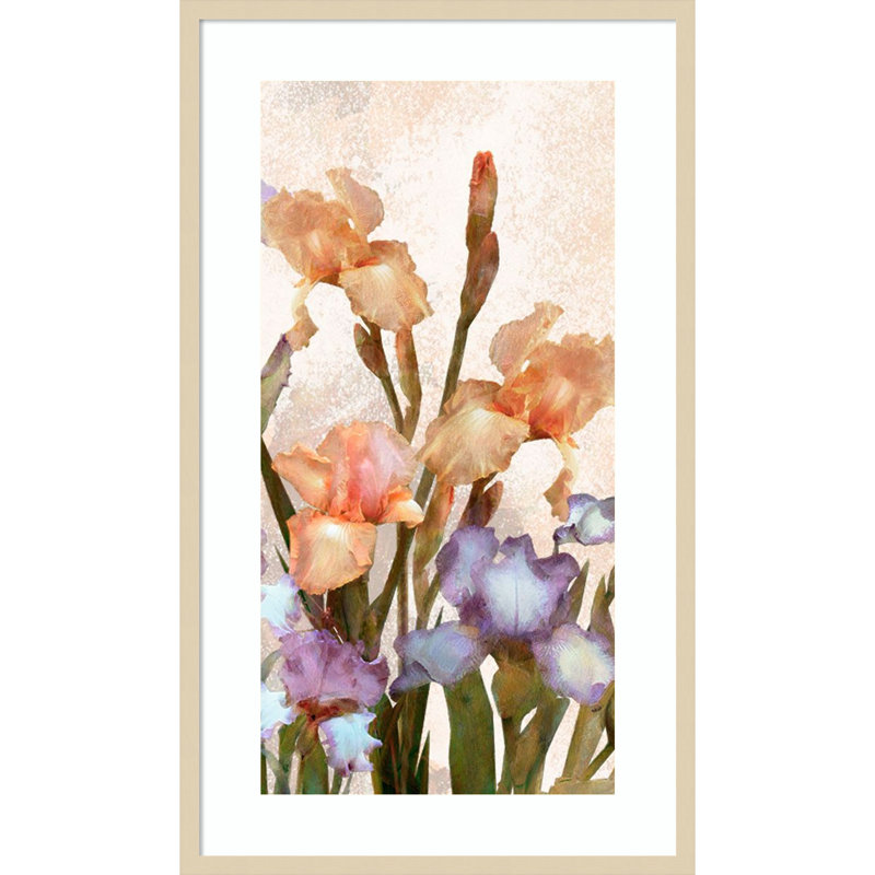 «Irises Panel IV» par Alonzo Saunders, reproduction d'art encadrée sur bois, H 41 po x l 24 po