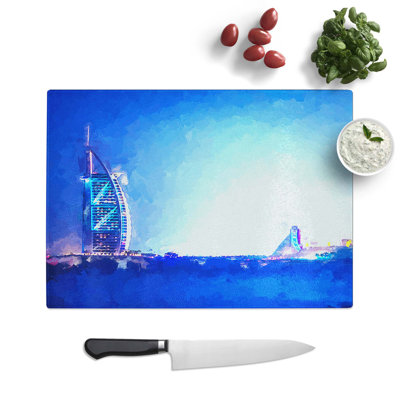 Tempered Glass The Burj Al Arab Hotel in Dubai in Abstract Chopping Board