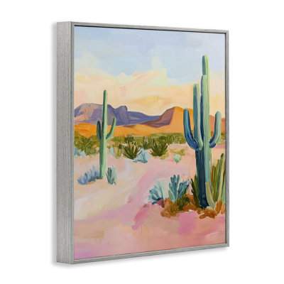 Cactus Desert with Soft Sunset Framed Giclee, design by The Prints Vibe