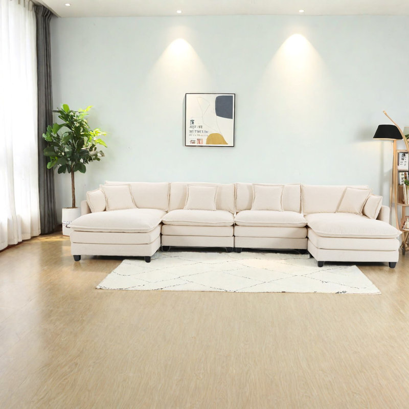 Canapé modulaire spacieux et spacieux, revêtement en chenille, conception symétrique pour la maison