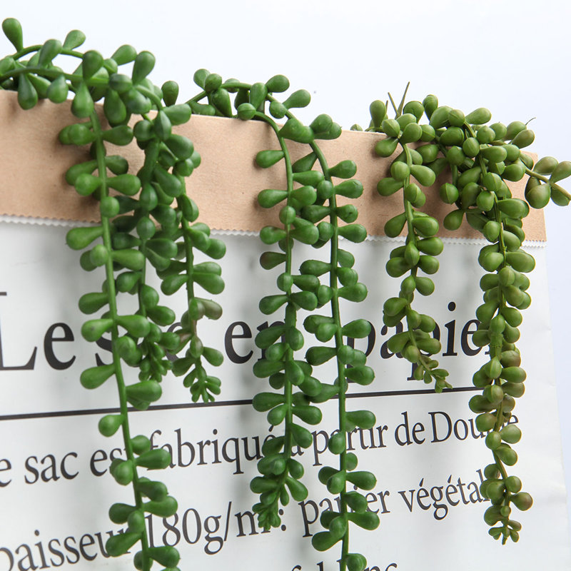 Artificial Succulents Hanging Faux Plants Fake String of Pearls, 23.6" H x 3" W x 3" D