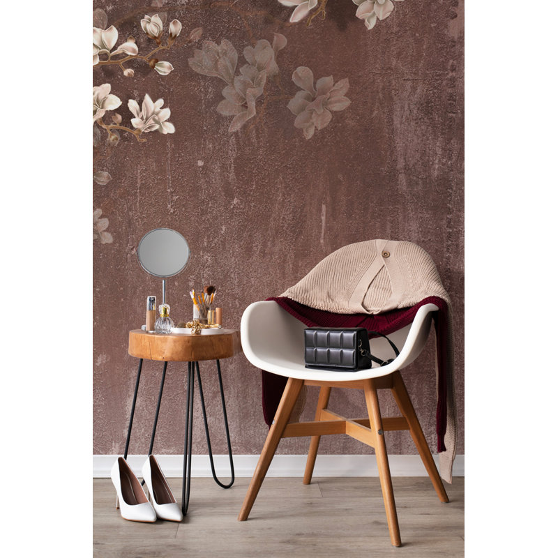 Papier peint effet plâtre brun patiné