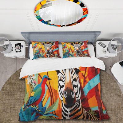 Pop Art Wildlife Zebra - Ensemble de housse de couette Pop Art