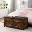 Banc de rangement rétro avec finition brun rustique et 2 charnières, idéal pour la chambre à coucher dans le vestibule: L 39,7 po x P 15,7 po, capacité de poids de 300 livres, facile à assembler-689382415