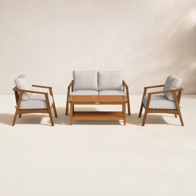Akiva Eucalyptus 4 - Person Patio Conversation Set with Cushions