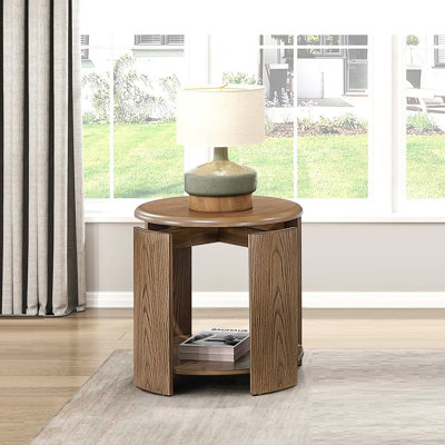Table d'appoint ronde brun avec table de bout 1 pièce