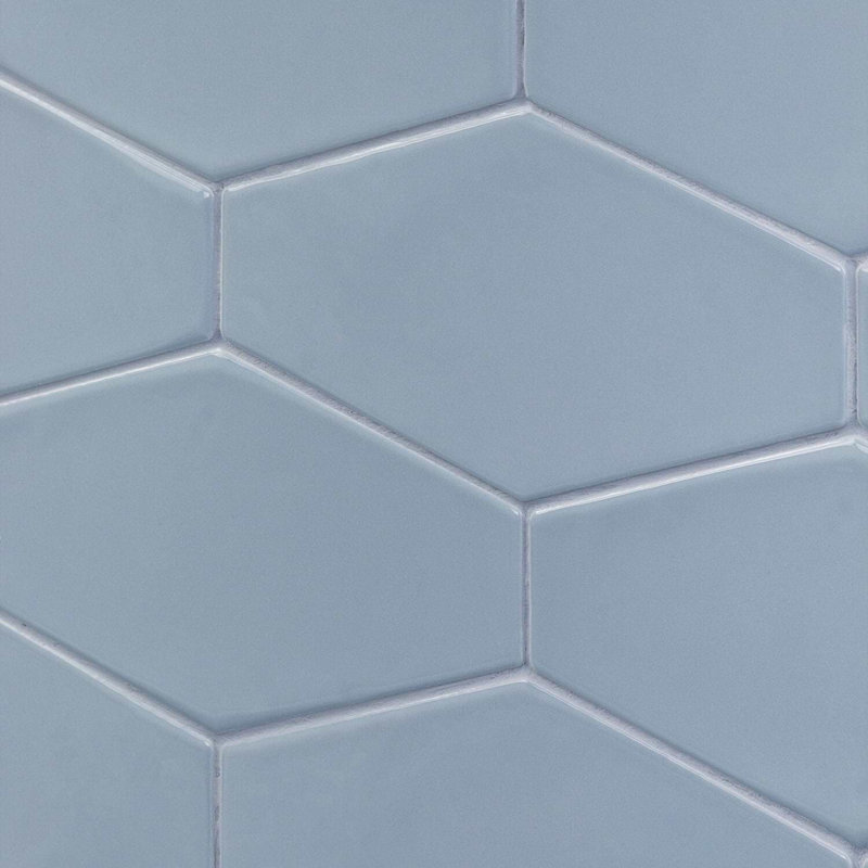 Manchester 4x8 Hexagon Glossy Ceramic Tile, Dew Blue