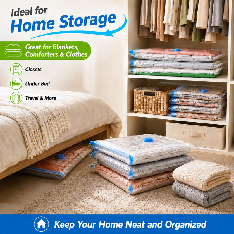 Lot de 9 sacs de rangement sous vide extra larges avec pompe électrique, sacs de compression réutilisables et peu encombrants pour vêtements, couettes et literie
