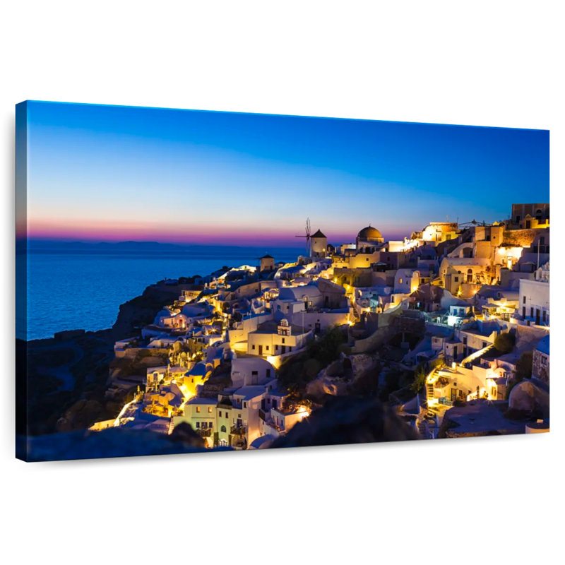 Gillard Santorini au coucher du soleil, H 20 po x l 30 po