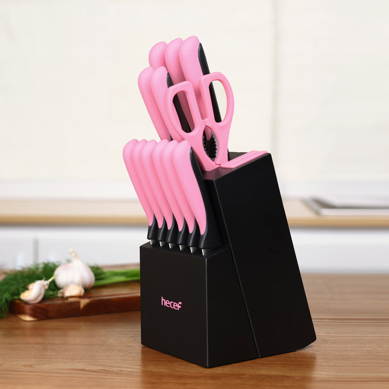 Ensemble de couteaux de cuisine 13 pièces Hecef, Pink
