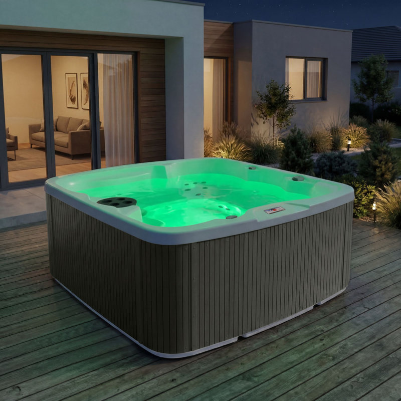 Lifesmart LS500 Plus 110 Volt 5-Person 23-Jet Rectangle Plug and Play Hot Tub, Coastal Gray