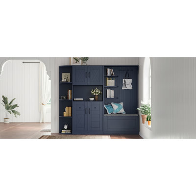 Armoire de vestibule multifonctionnelle de gauche à droite (peut être utilisée séparément) avec rangement et 4 crochets, armoire de rangement / arbre d'entrée 2 en 1 pour le salon, la cuisine et le couloir