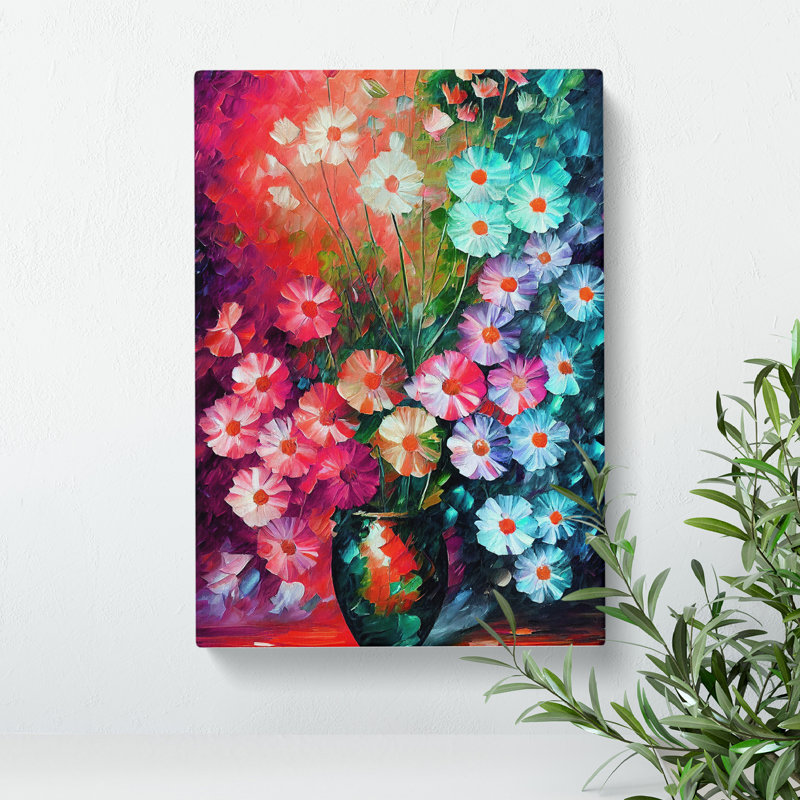 Vase Of Pretty Flowers No.1 - Print, No Matte, 50cm H x 35cm W x 3cm D, Wrapped Canvas