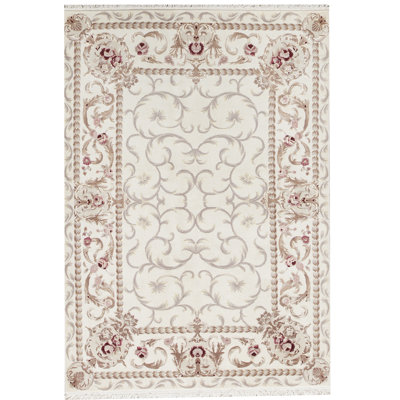Hand-Knotted High-Quality Ivory Area Rug