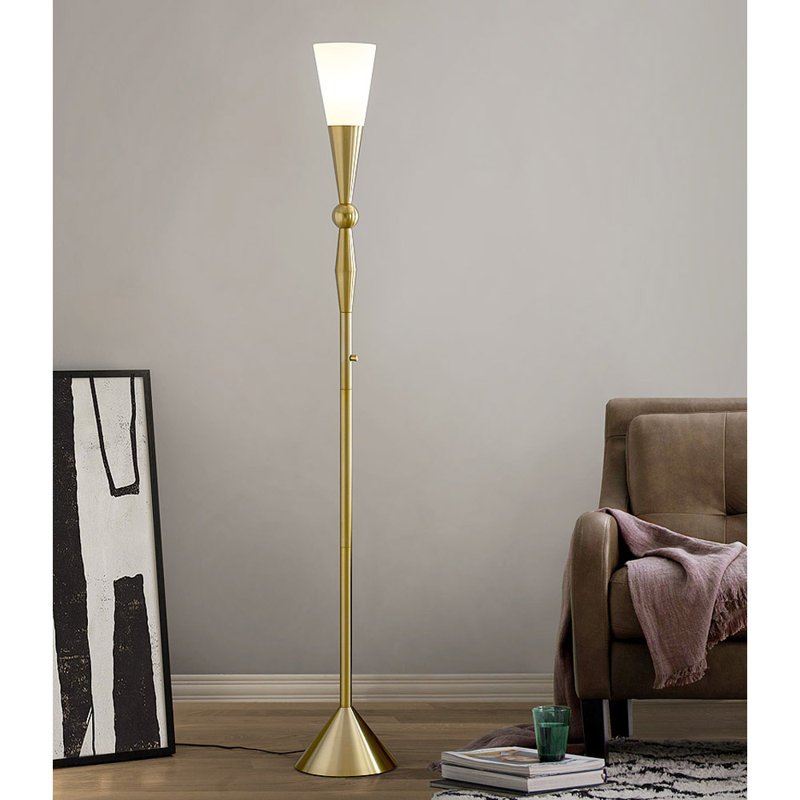 Hagans 72'' Torchiere Floor Lamp, Antique Brass