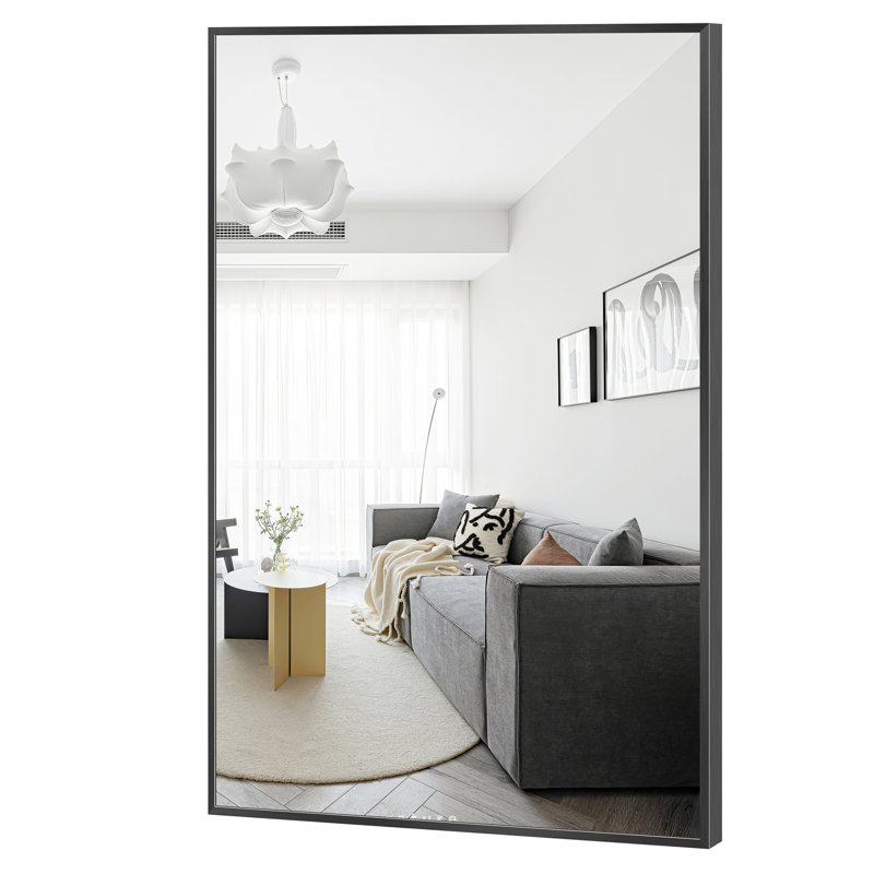 Talma Wood Flat Mirror, 38" H x 26" W, Black