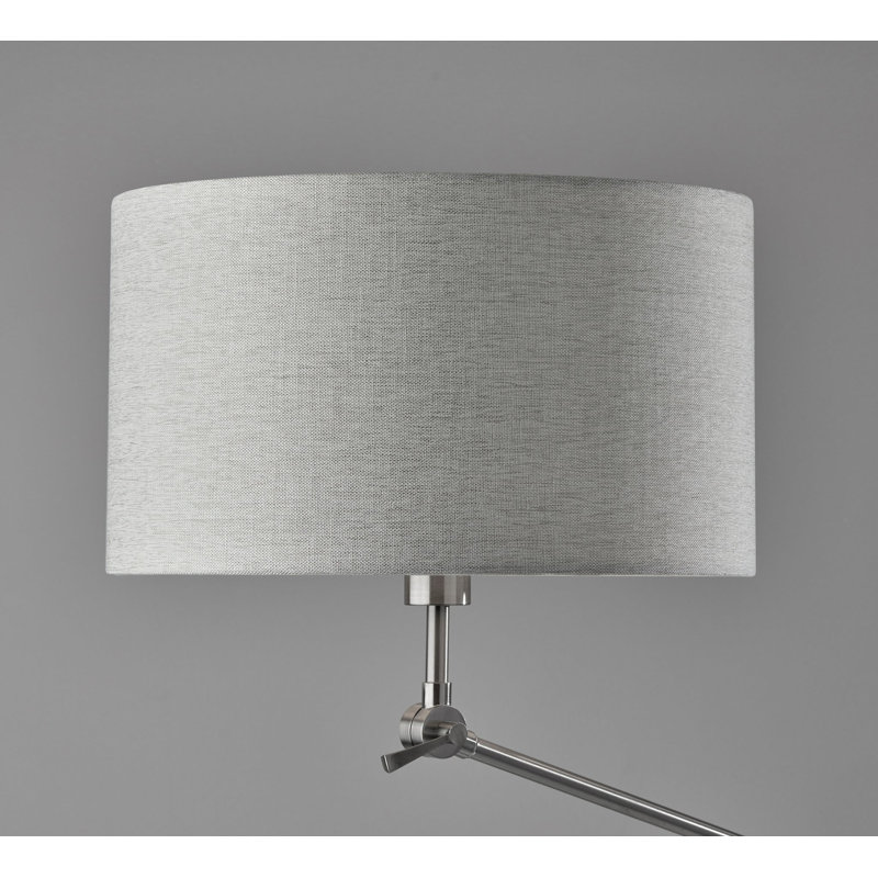Schutt 65" Swing Arm Floor Lamp, Acier brossé, Taupe clair