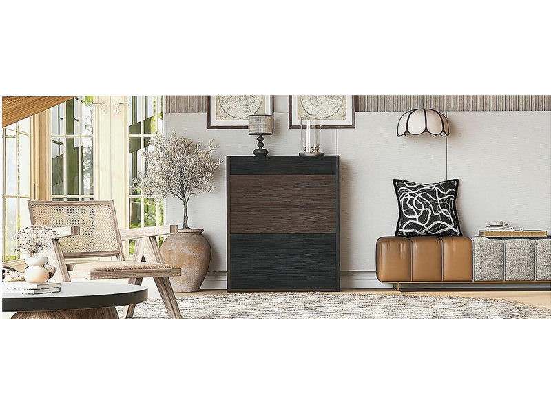 Armoire à chaussures extensible et rotative avec 1 tiroir, armoire d'angle à 90 degrés, armoire de rangement multifonctionnelle pour le salon, le couloir, l'entrée et le noyer