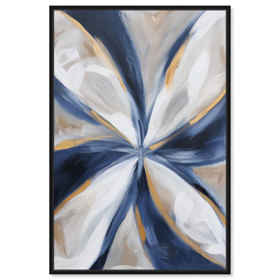 white And Blue Blossom I Canvas Indigo Abstract Art by Art Remedy