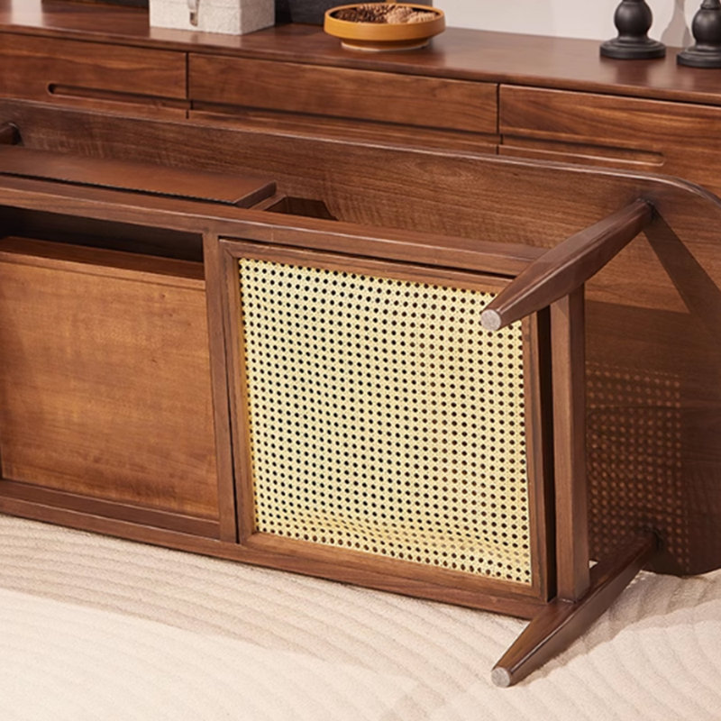 Table basse en osier de style rétro, H 17,71 po x L 47,24 po x l 21,65 po
