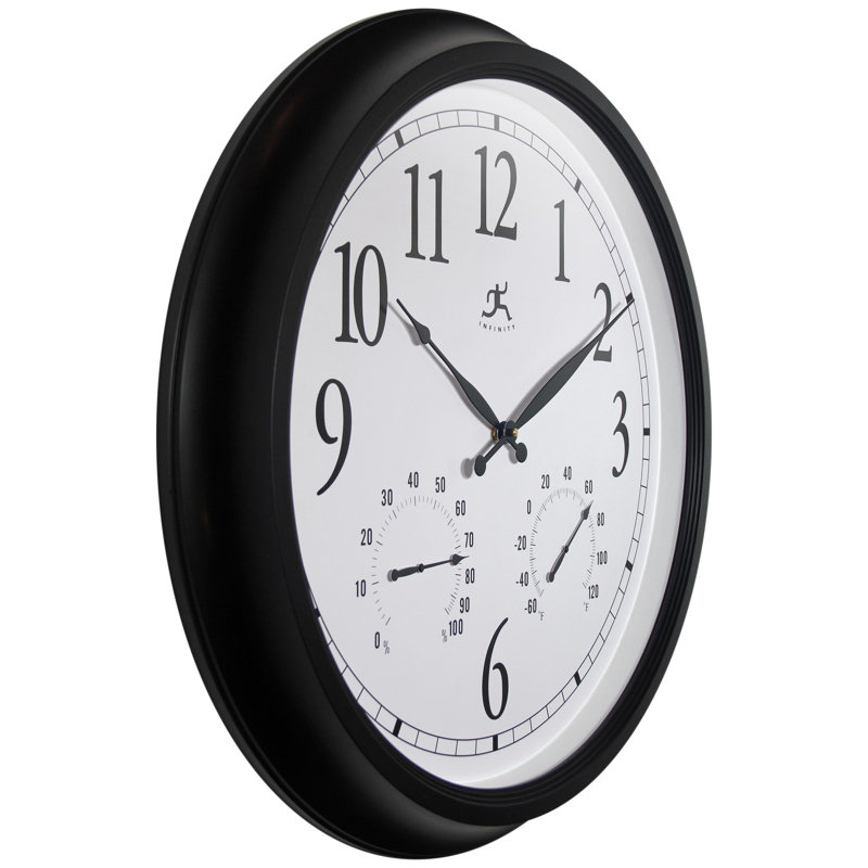 Mervela Outdoor Round Plastic Wall Clock 24 Inches - Black