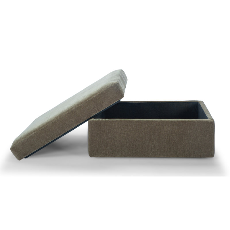 Upholstered Storage Ottoman, Olive Woven Velvet