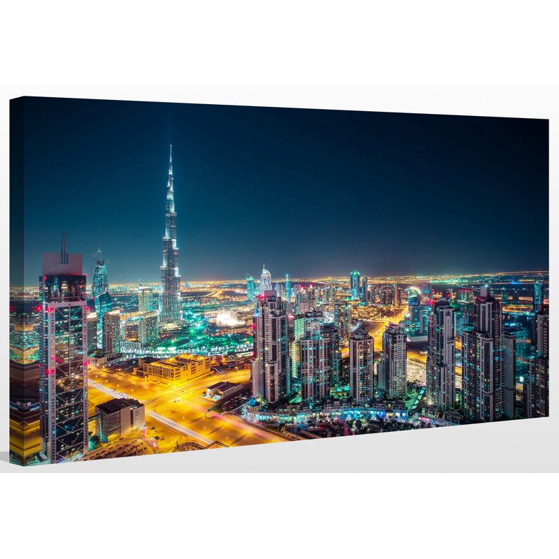 « centre-ville dubai, émirats arabes unis », reproduction de photo sur toile tendue, H 28 po x l 48 po x P 1,5 po