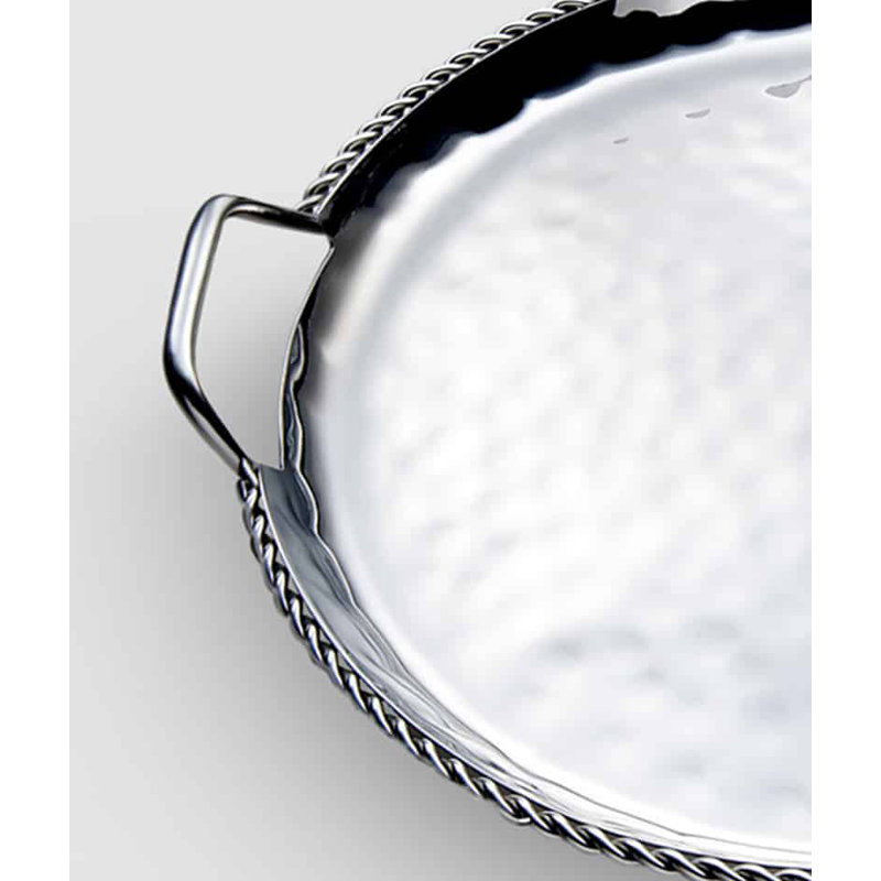 Paloma Round Stainless Steel Tray with Handles