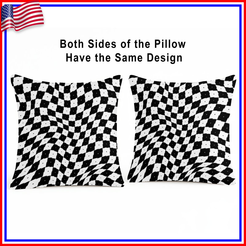 Wavy Checkered Pattern Double Sided Throw Pillows, 20 x 20 inches