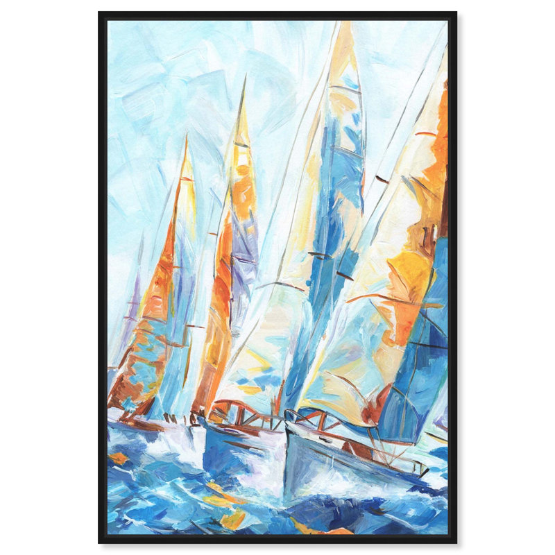 "Through Wind and Waves", impression sur toile Coastal Glam Decor par Art Remedy, cadre noir, 30 x 45, H 46 po x l 31 po