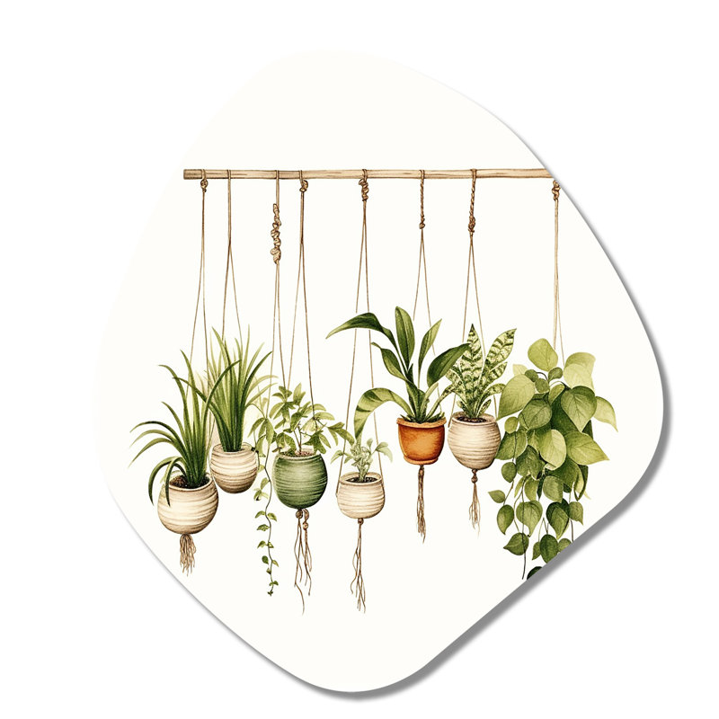 Leitha - Art mural asymétrique en forme de nébuleuse de plantes, H 35 po x l 31 po