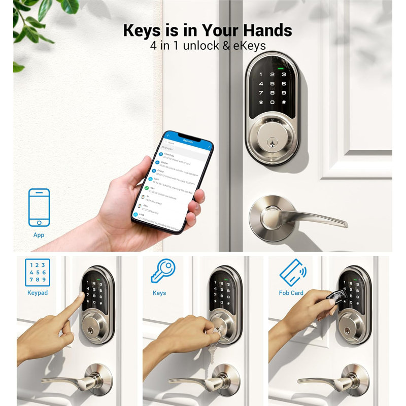 Smart Door Locks Fingerprint Keyless Entry, Bluetooth Biometric Door Lock Set, Touchscreen Keypad Deadbolt