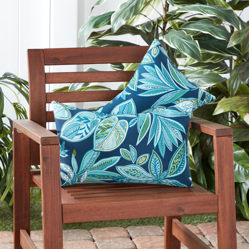 Henrich Indoor/Outdoor Striped Lumbar Pillow, Botanical Crestwood