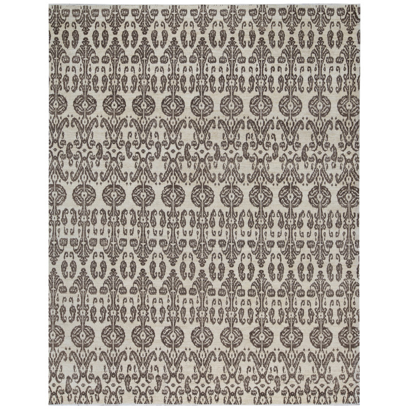 Tapis ivoire et brun noué à la main de haute qualité